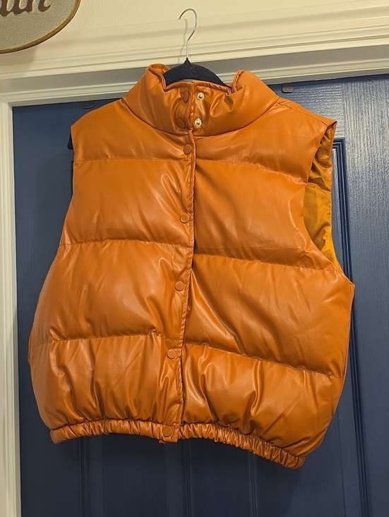 Goldie Lew Jackets & Blazers - Women's Puffer Vest FAUX LEATHER - Rust